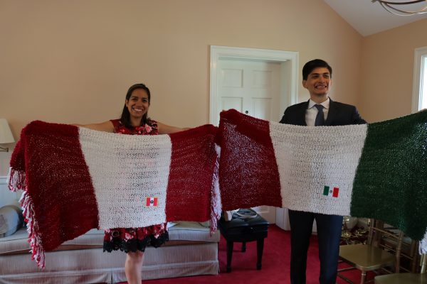 The Prayer Shawls, the flags of Peru & Mexico.