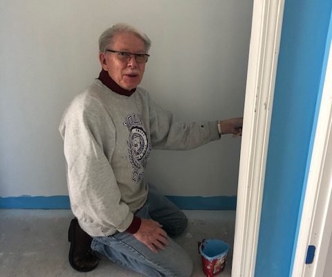 This room will be bright blue in no time!