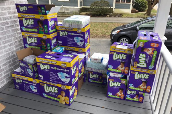 Boxes of diapers donated for those in need