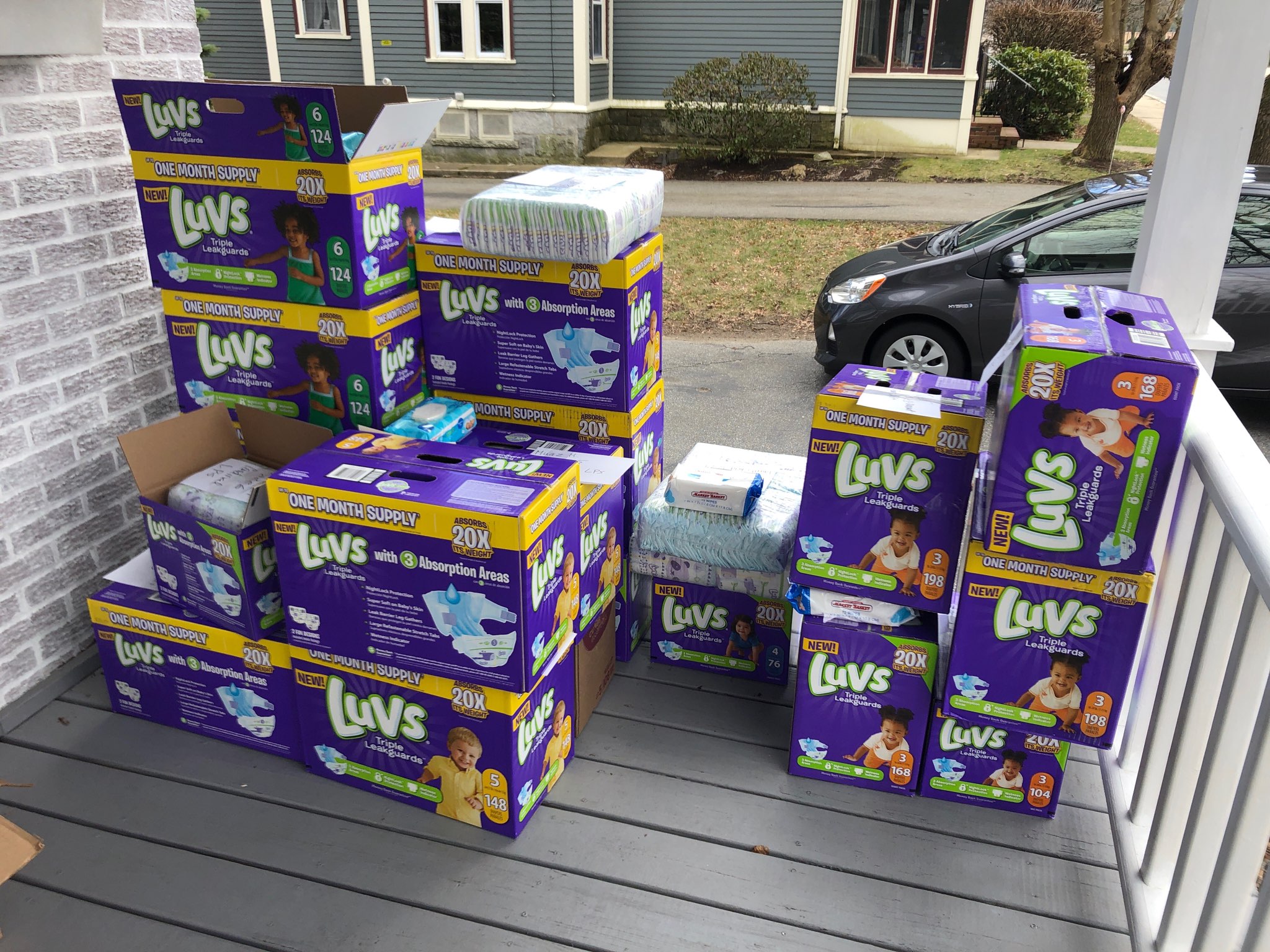 Boxes of diapers donated for those in need